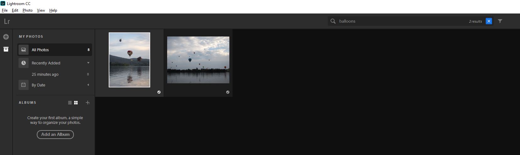Searchihng for photos in Lightroom CC